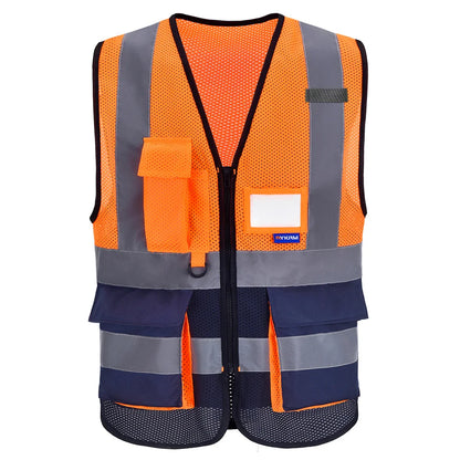 Hi-Vis Reflective Vest with Zip Pocket - Custom Logo
