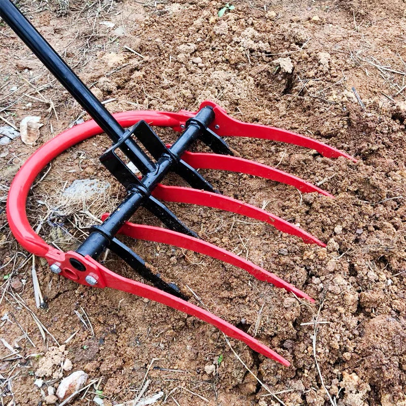 Digging soil pine artifact artificial land reclamation tool steel fork hoe agricultural loose soil tool