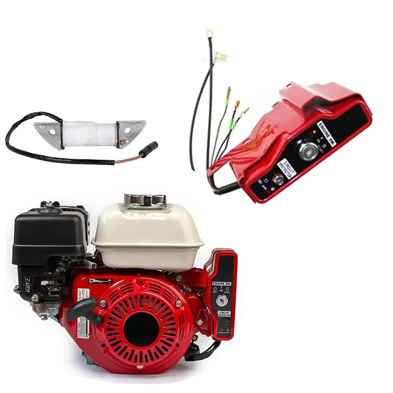 Engine Electric Starter Motor Kit 188F 190F For Honda GX340 11HP GX390 13HP Housing Solenoid Switch Box Charging Coil