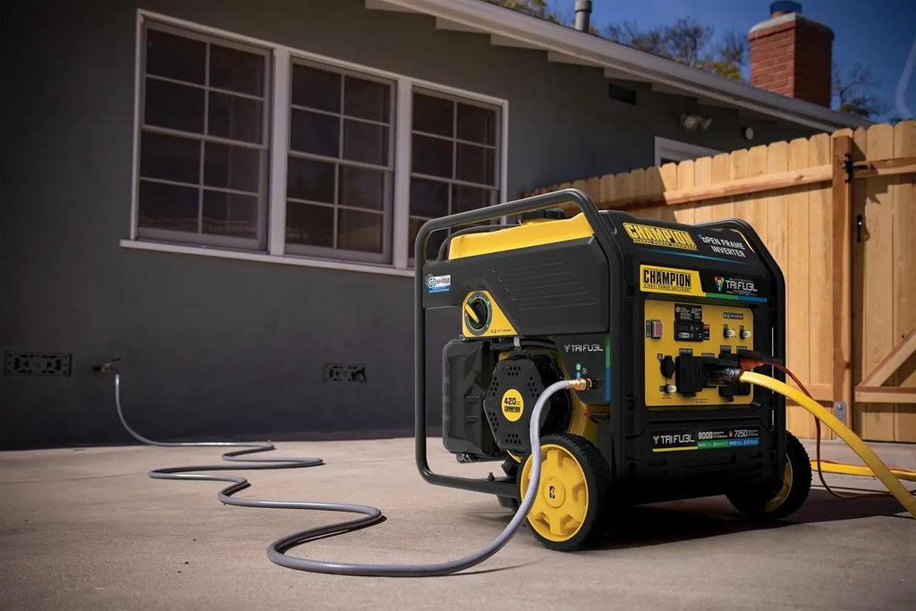 9000-Watt Electric Start Tri Fuel Home Backup Portable Open Frame Inverter Generator with Quiet Technology and CO Shield