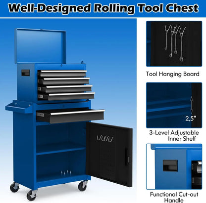 5-Drawer Rolling Tool Chest with Detachable Top