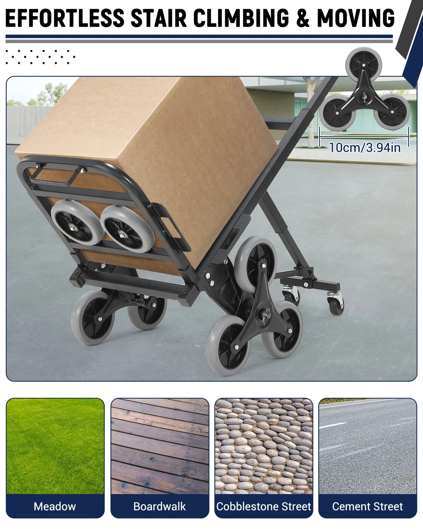 3-in-1 Stair Climbing Hand Truck 330 lbs, 10 Wheels