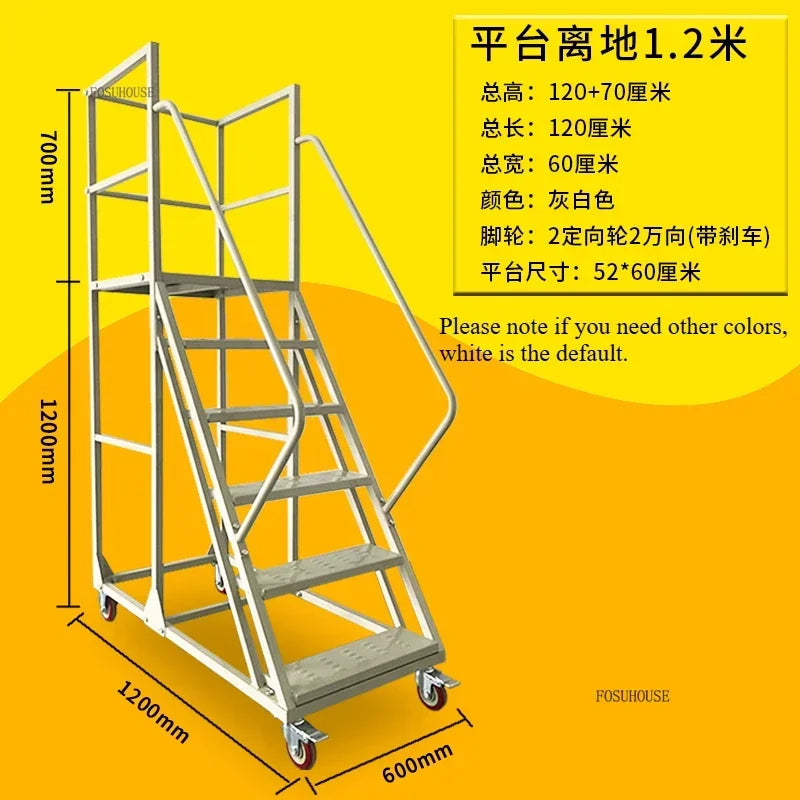 Stable Mobile Platform Step Ladder Supermarket Warehouse Pickup Wheel Ladder Step Climbing Car Home Furniture Climbing Ladder