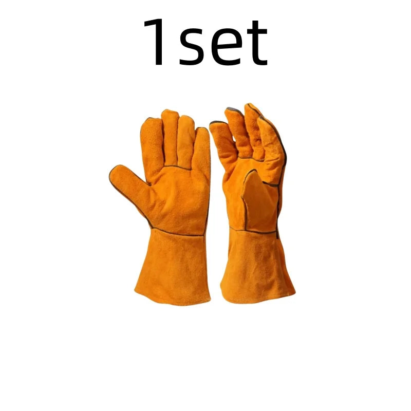 Welding Gloves Heat/Fire Resistant Gloves Durable Leather Gloves for BBQ,Oven
