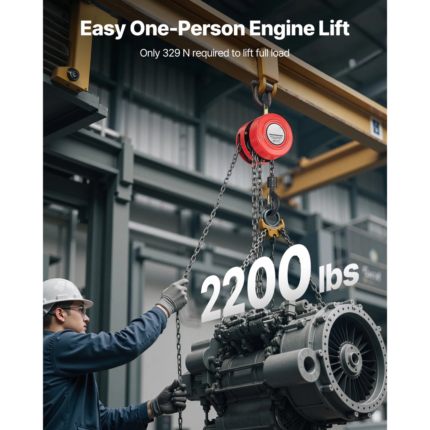 1T/2T Manual Chain Hoist with 8-20 ft Lift Height
