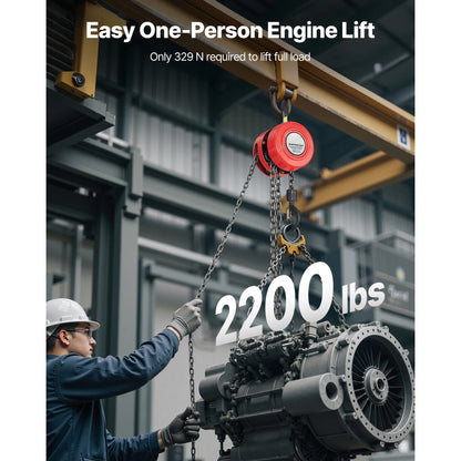1T/2T Manual Chain Hoist with 8-20 ft Lift Height
