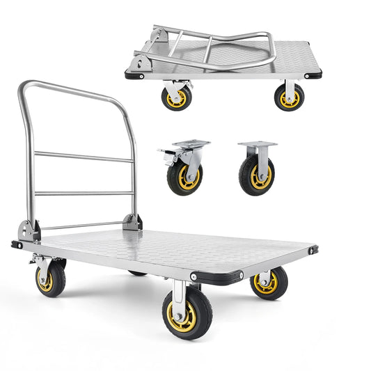 2000 lbs Steel Platform Truck with Swivel Wheels