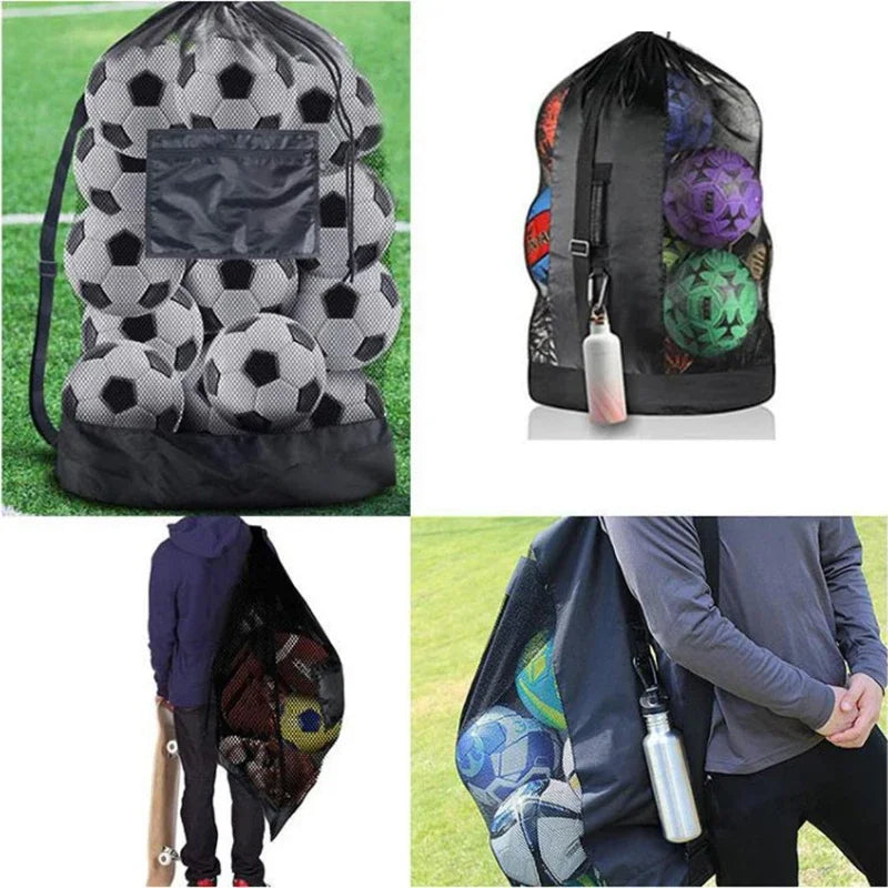 1PC Basketball Storage Bag With Zipper Pocket Volleyball Football Net Pack Gym Bags Mesh Soccer Ball Bag Extra Large Drawstring