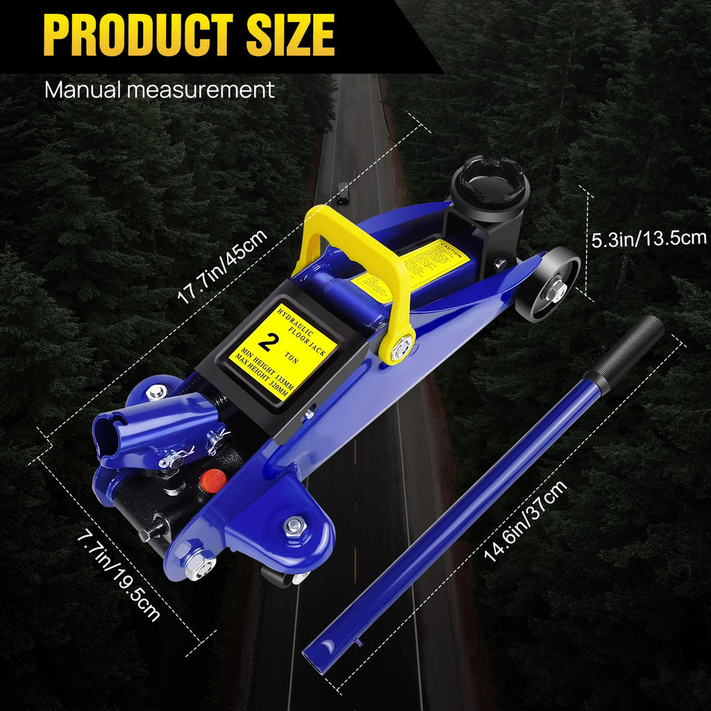 2 Ton Hydraulic Trolley Steel Jack,Flat Lifting Height 135-320 mm, 360° Wheels Car Lifter Axle Stand for Workshop Home