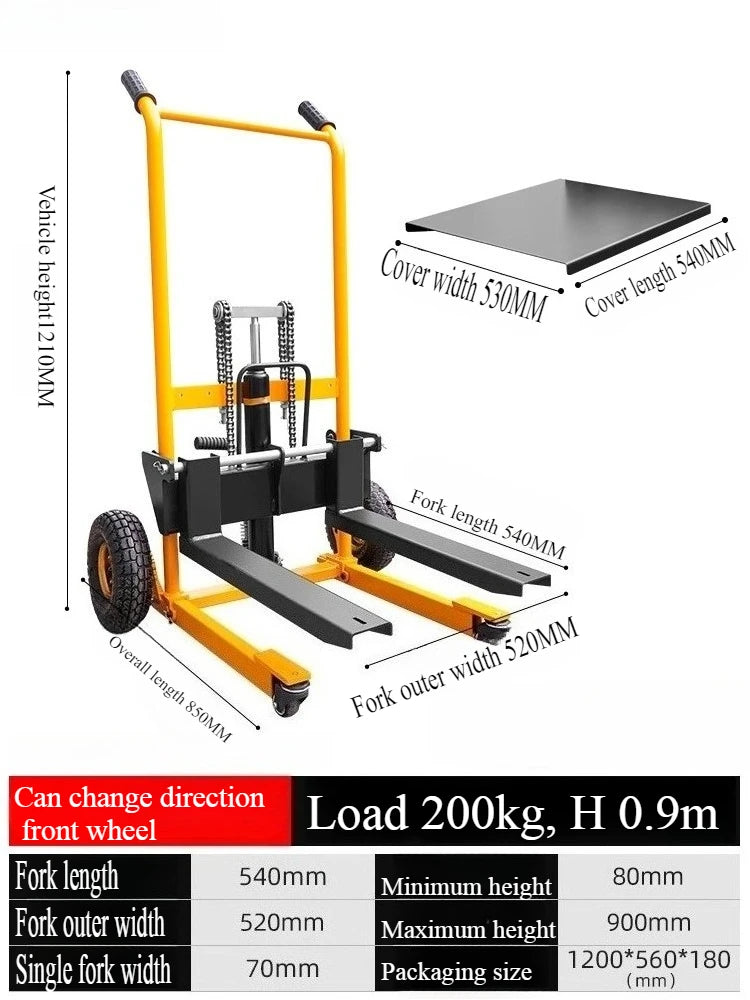 Folding mobile stacker manual forklift hydraulic transporter lifting platform truck loading and unloading household