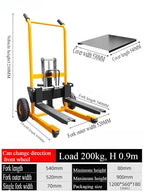 Folding mobile stacker manual forklift hydraulic transporter lifting platform truck loading and unloading household