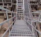 Outdoor Vertical Cage Ladders Steel Fiberglass FRP Material Angled Steel Cat Cage Step Ladder for Fire Escape Access