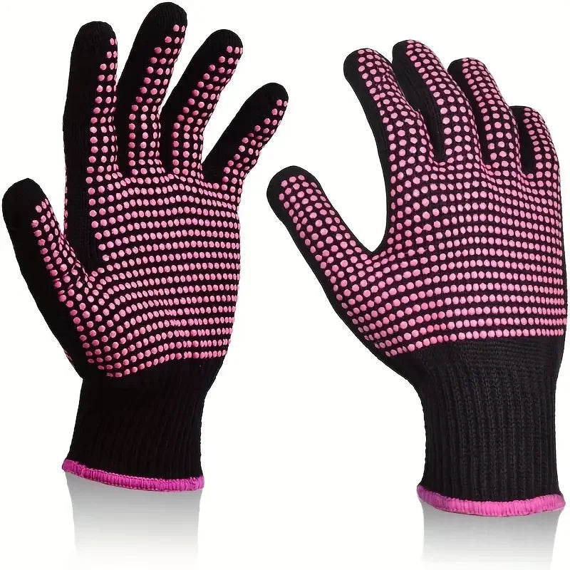 1 Pair Barbecue Anti-scald Gloves Heat Resistant BBQ Oven Gloves Kitchen Fireproof Anti-slip Gloves For Kitchen, Grill, Camping