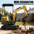Mini Crawler Excavator 1.2 Ton EPA Engine Small Digger for Garden Farm Engineering Work, Multiple Auxiliary Tools Compatible.
