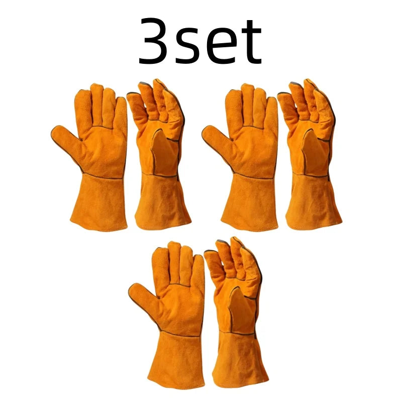Welding Gloves Heat/Fire Resistant Gloves Durable Leather Gloves for BBQ,Oven