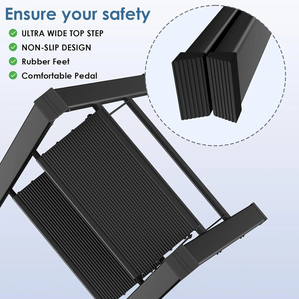 2-3-4 Step Ladder Aluminum Lightweight Folding Step Stool Wide Anti-Slip Pedal 150kg load Household Office Portable Stepladder