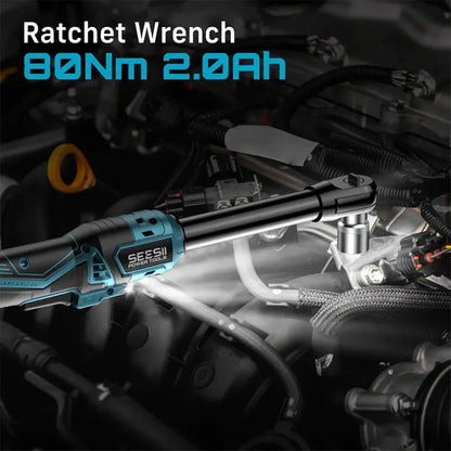 21V Cordless Ratchet Wrench 3/8" 80Nm Extended