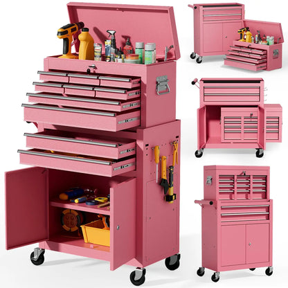 10-Drawer Rolling Tool Chest with Wheels - Garage Edition