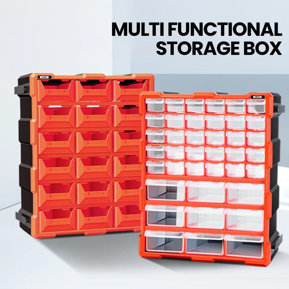 Stackable Parts Storage Box 18-60 Drawers, Clear