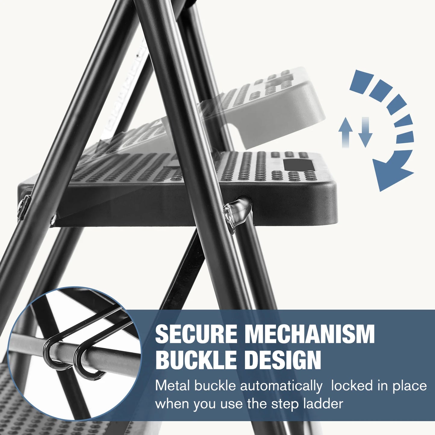 2/3-Step Folding Ladder Stool 800 lbs - Anti-Slip