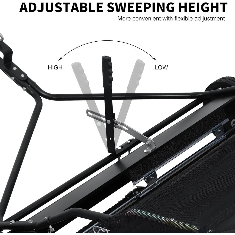 44" Heavy Duty Tow Behind Lawn Sweeper with Adjustable Brush, 25 cu ft Capacity for Leaves & Grass