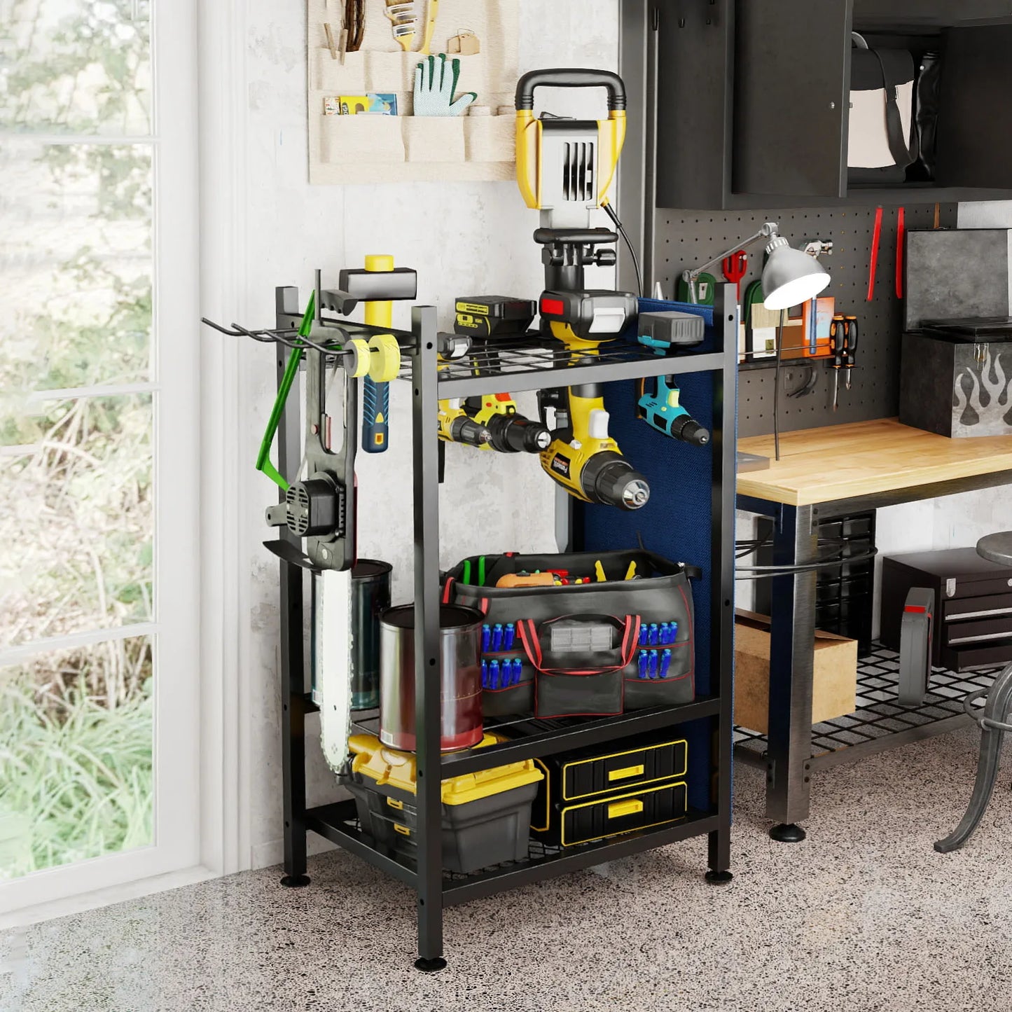Garden Tool Tower Rack - Heavy Duty Steel Stand