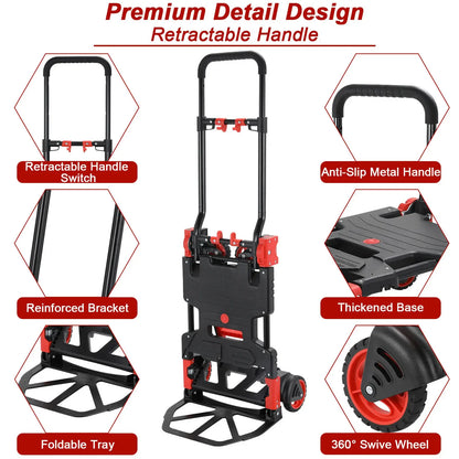 2-in-1 Folding Hand Truck with Basket, 330 lbs
