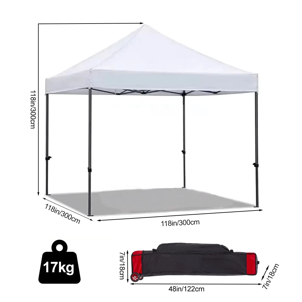 3x3m Pop Up Canopy Tent, Instant Setup, Vented Roof, Waterproof, for Beach, Patio, Camping, with Bag, 8 Stakes & 4 Ropes