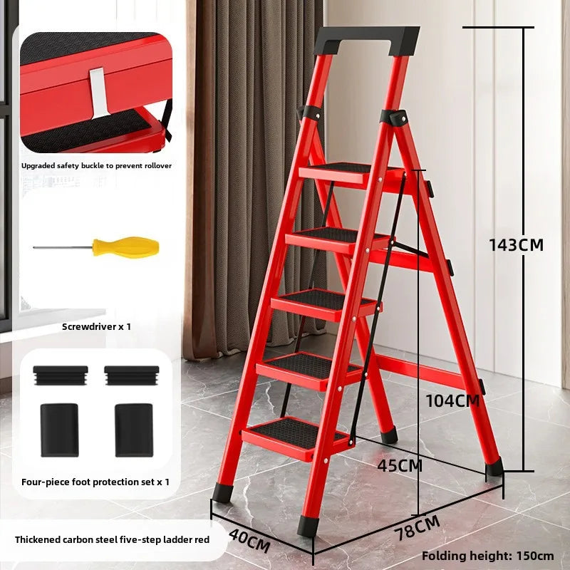 Home ladder stool folding zigzag ladder anti slip pedal ladder indoor and outdoor multifunctional portable ladder