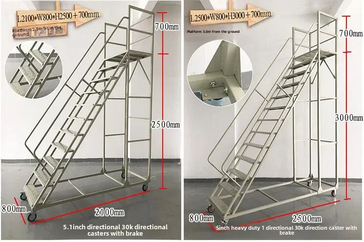 Stable Mobile Platform Step Ladder Supermarket Warehouse Pickup Wheel Ladder Step Climbing Car Home Furniture Climbing Ladder