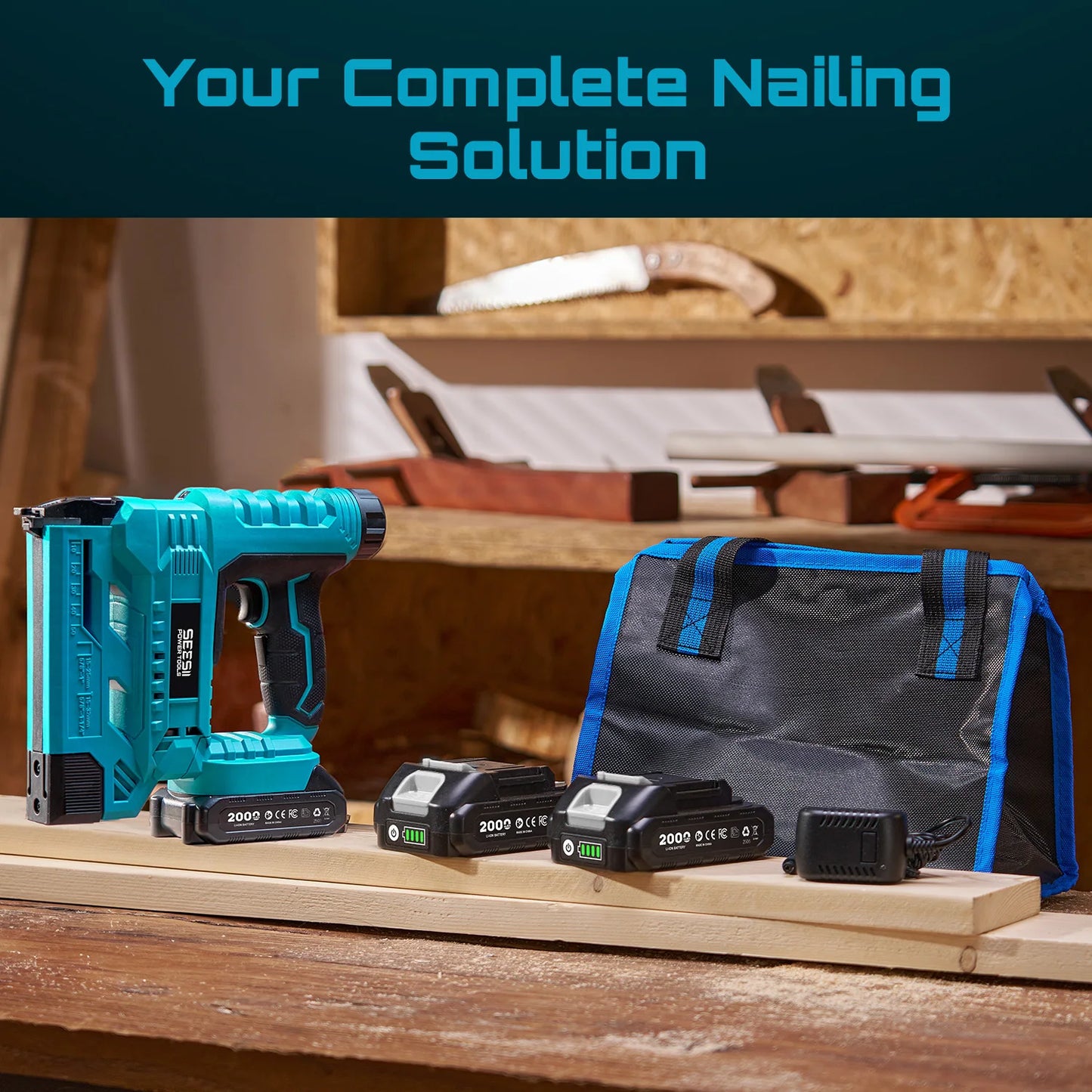 18GA Cordless Brad Nailer with 2 Batteries & 1000 Nails