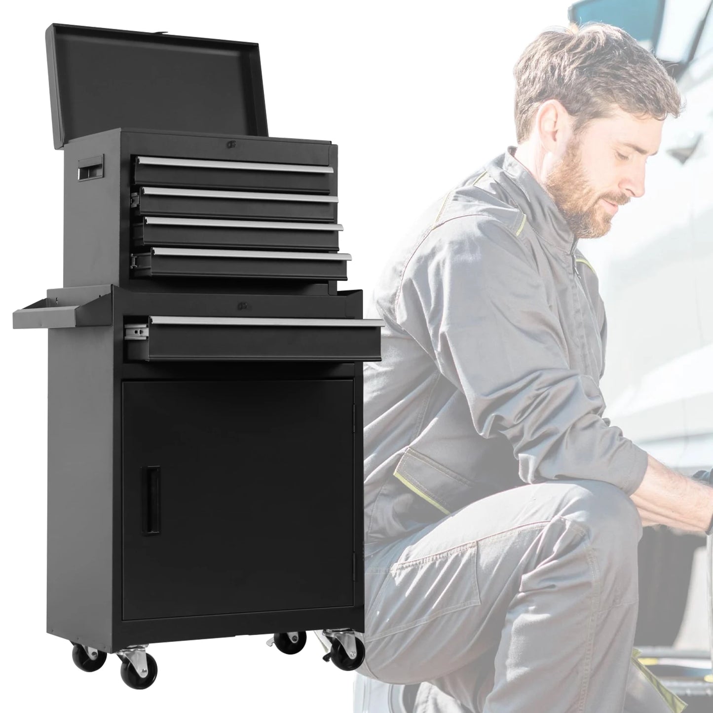 Large Rolling Mechanic Tool Cabinet with Double Door