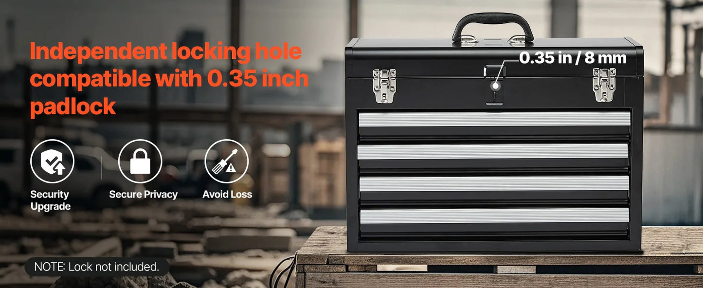 20.5" Metal Tool Box with 4 Locking Drawers