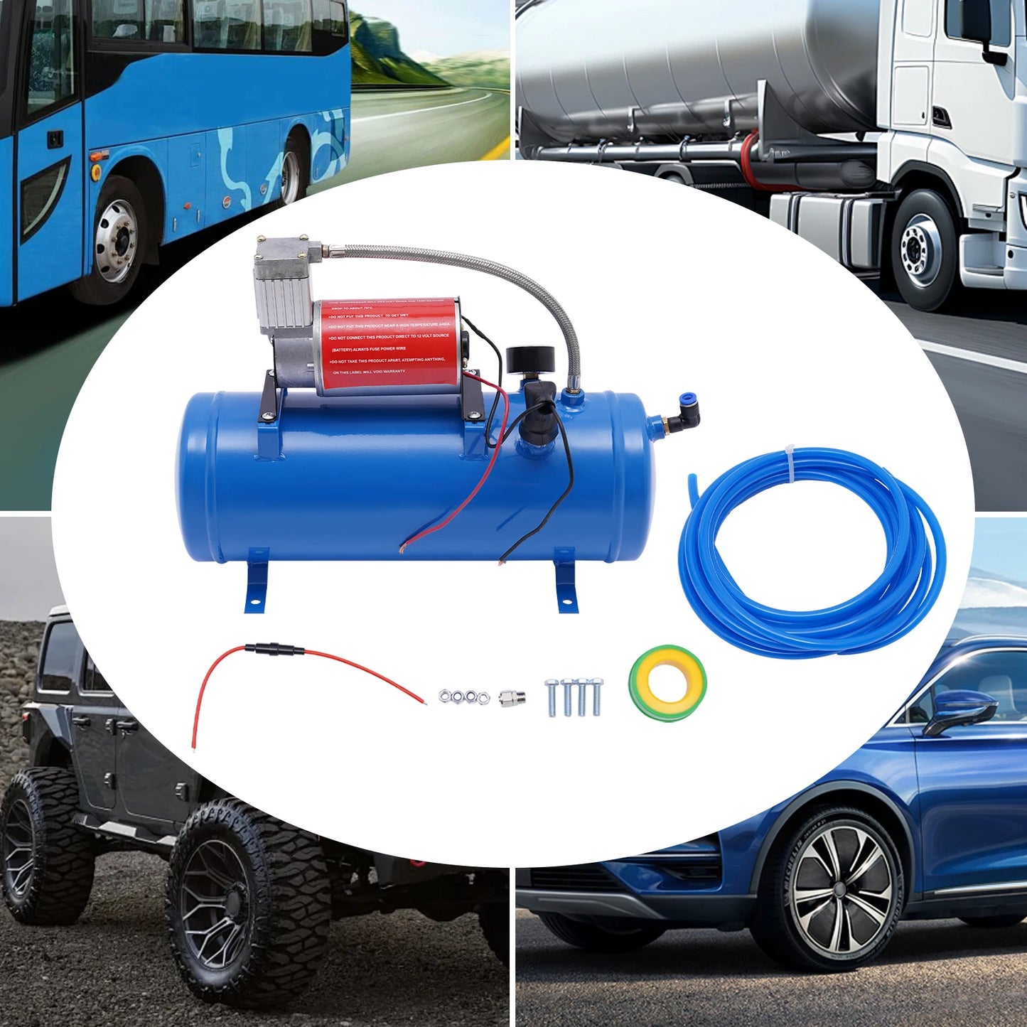 12V Air Compressor 100 PSI with 6L Tank & Air Horn Kit
