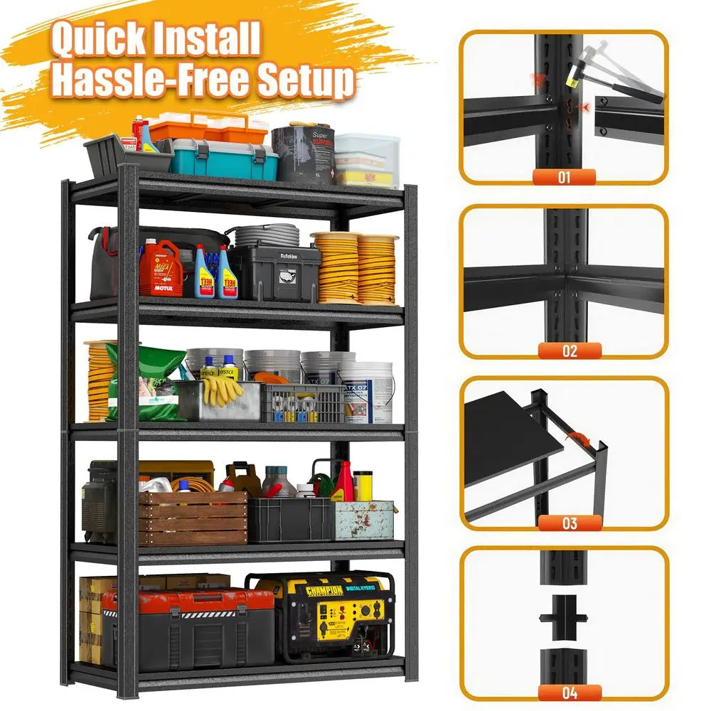 5-Tier Garage Shelving 3000 lbs, 71" H Metal Rack