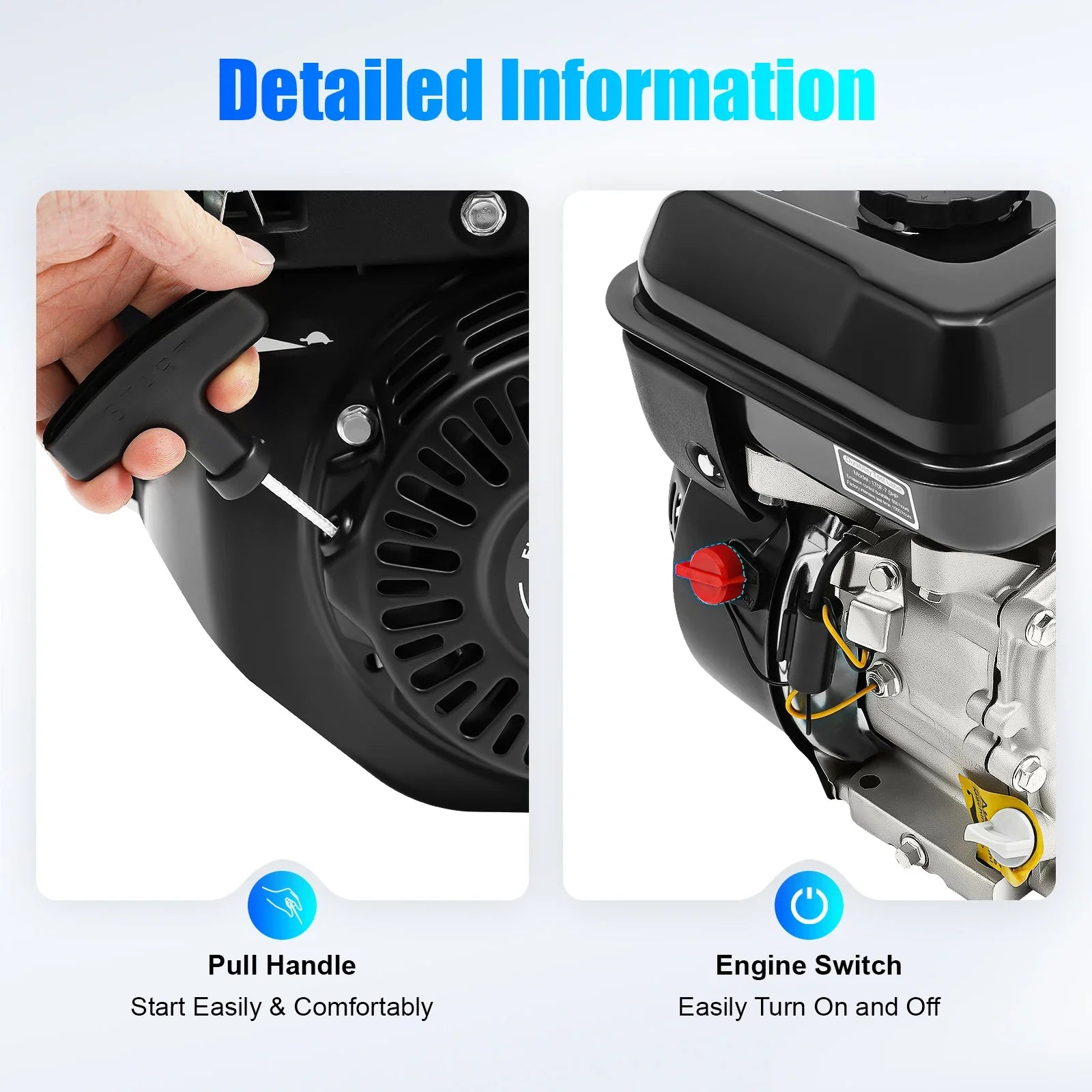 7.5hp 4-Stroke Gasoline Engine 212CC Standing Motor Single Cylinder 3600rpm Air Cooling Recoil Starting for Industrial/Kart