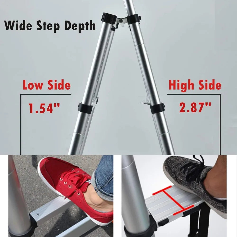 Aluminum A-Frame Extension Ladder 6+7 ft, Folding