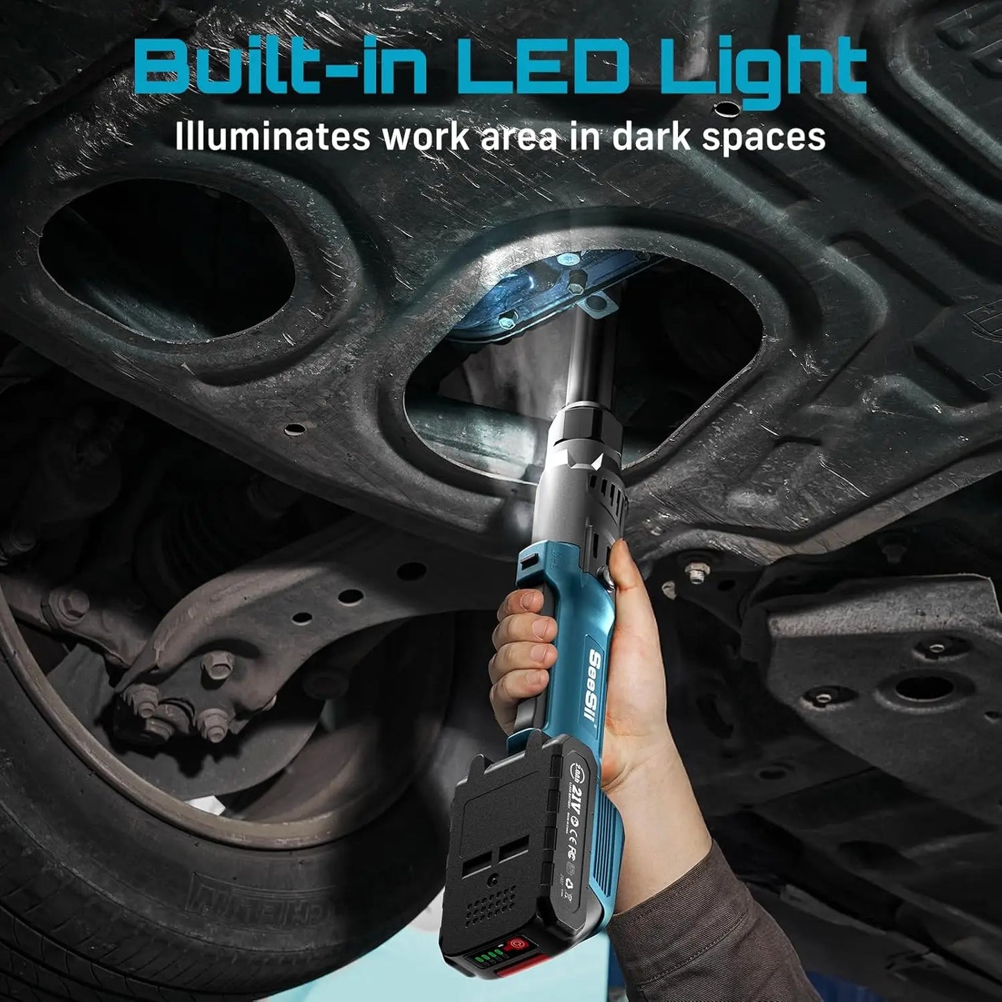 21V Cordless Ratchet Wrench 3/8" 80Nm Extended