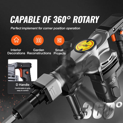 1400W Demolition Jack Hammer with Case & Gloves