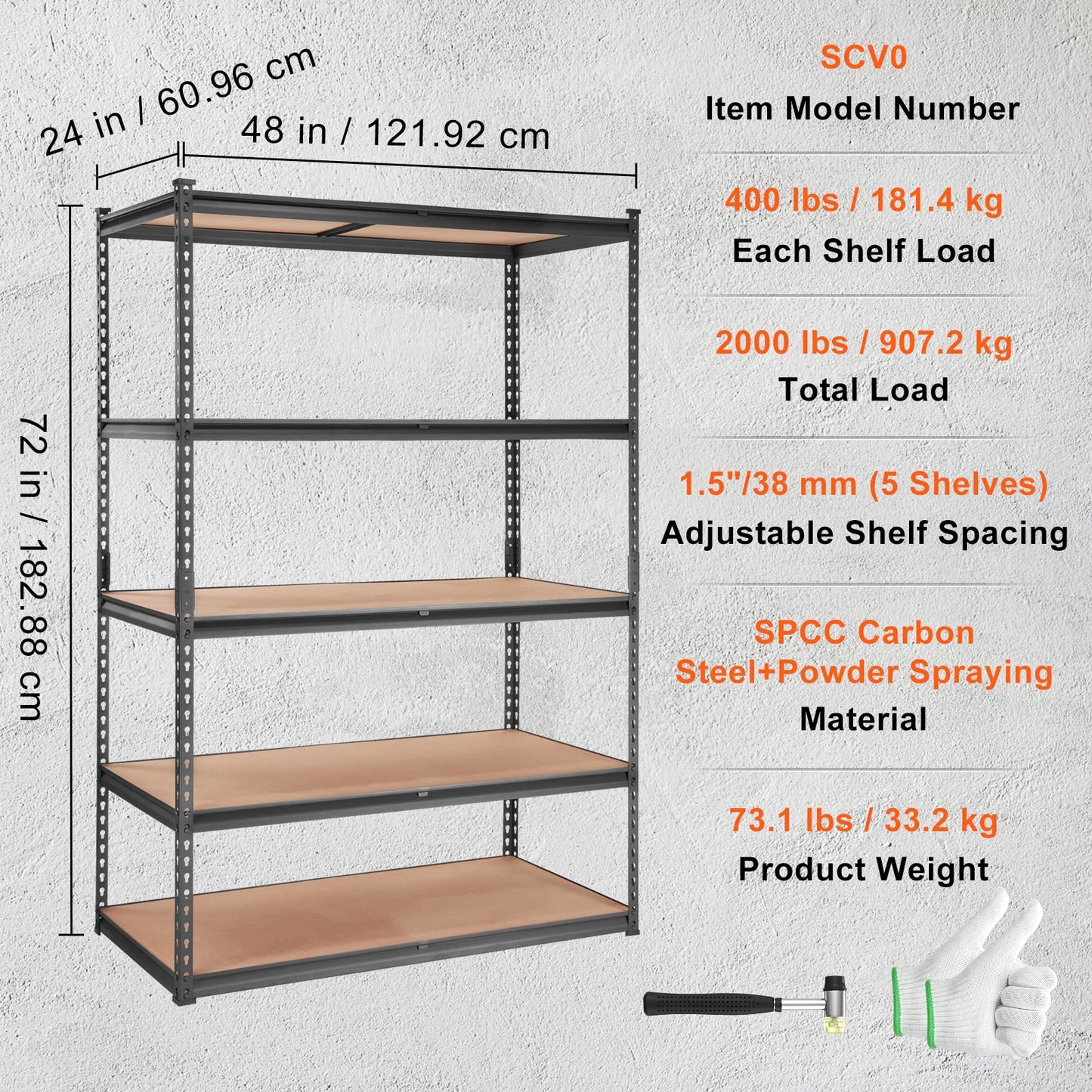 5-Tier Metal Storage Shelving Unit - Heavy Duty