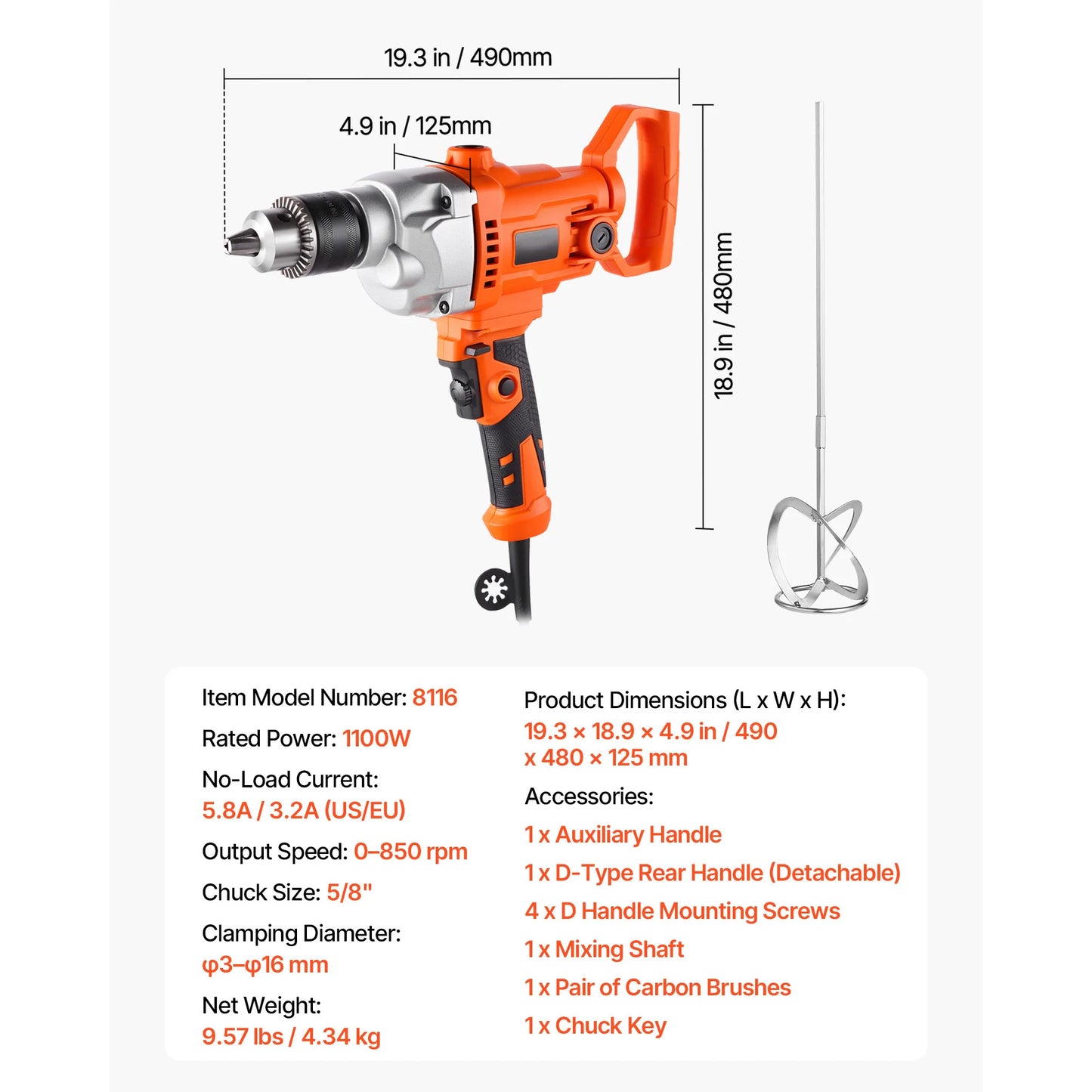 Electric Drill Mixer Set - Handheld Cement Mixer