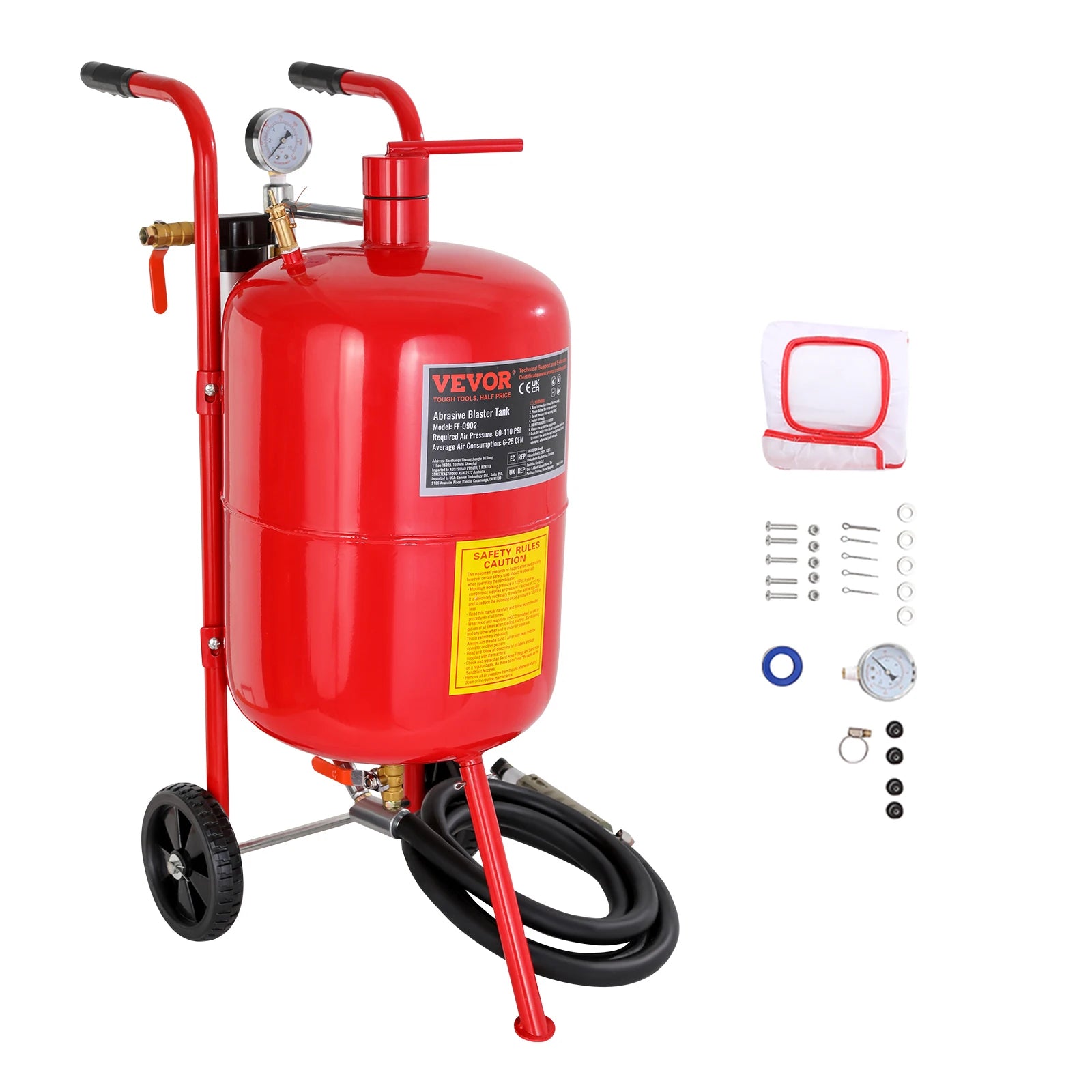 Sand Blaster 10Gal Portable Air Sandblaster 125Psi Pressure Sand Blasting Kit for Special Surface Treatment of Material