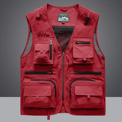 Men's Tactical Photographer Vest - Multi-Pocket Mesh