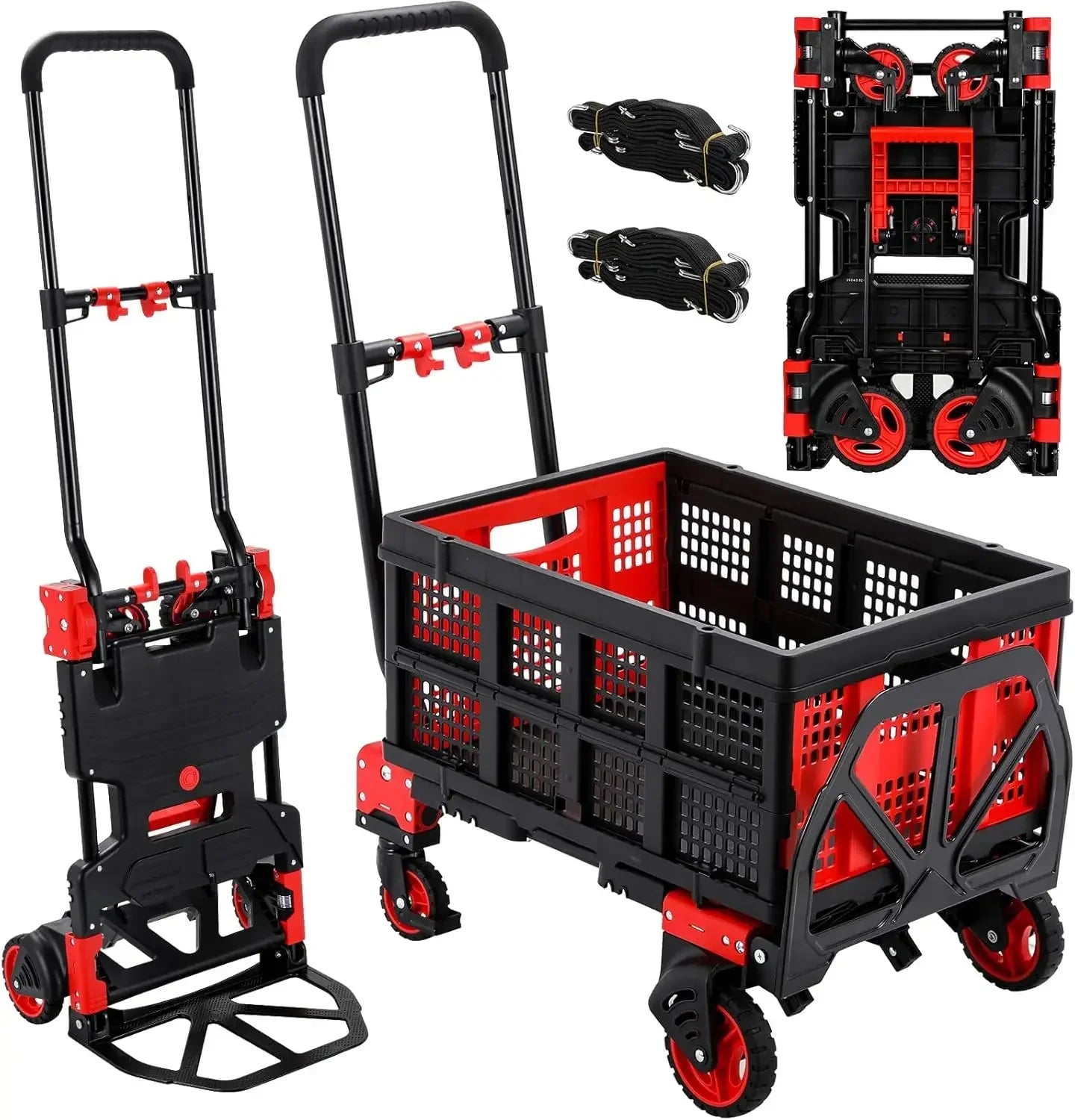 2-in-1 Folding Hand Truck with Basket, 330 lbs