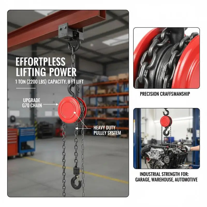 Manual Chain Block 2200 lbs, 8 ft Lift - G70 Chain