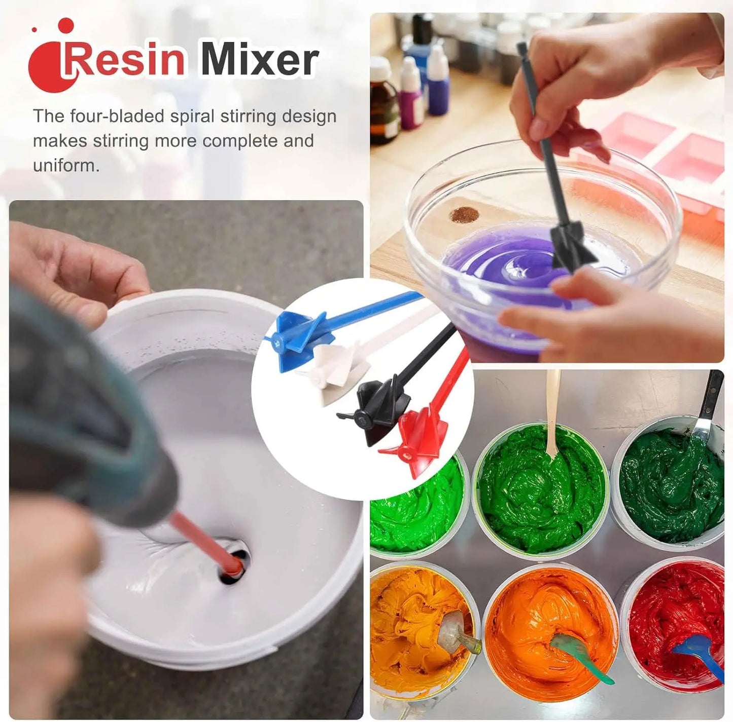 3-Pack Epoxy Resin & Paint Mixer Paddle - Hex Shank