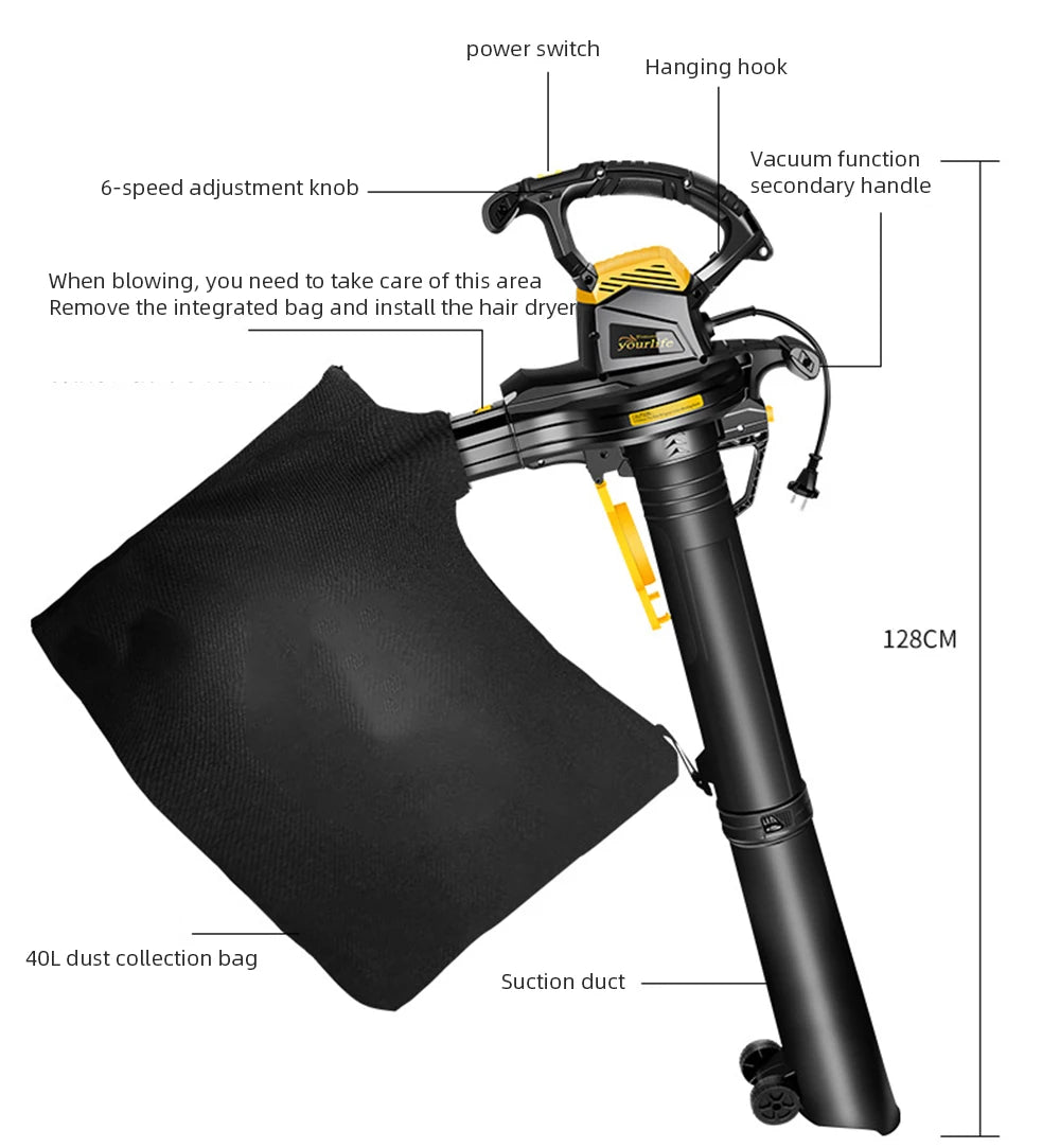 3800W High Power Yard Blower Leaf Sweeper Leaf Crusher Blower Outdoor Blower 230-240V Dusting Vacuum Machine