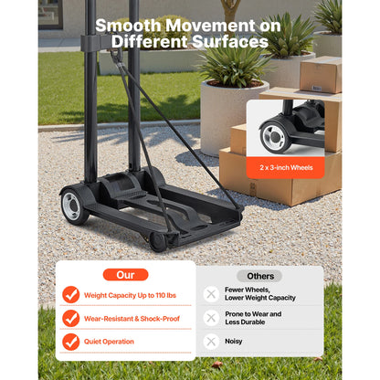 Folding Hand Truck 110 lbs - Collapsible Luggage Cart