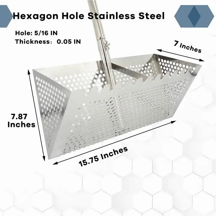 Stainless Steel Sand Sieve Foldable Beach Shark Tooth Sieve Field Supplies Beach Spade Digging Anti Corrosion Metal Shovel Tools