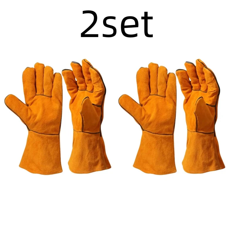 Welding Gloves Heat/Fire Resistant Gloves Durable Leather Gloves for BBQ,Oven